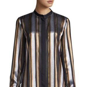 Lafayette 148 Brayden Striped Blouse Size Large